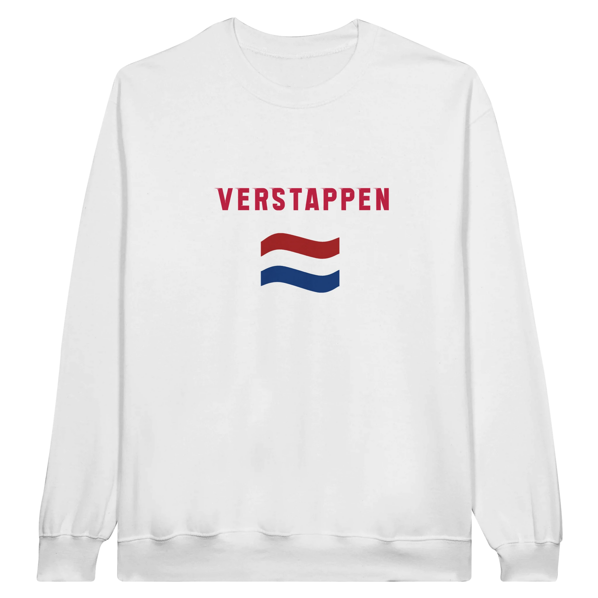 f111 merch white color sweatshirt1 with max-verstappen branding.