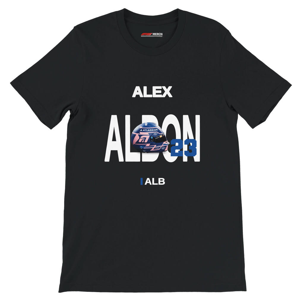 f111 merch black color t-shirt with albon branding.