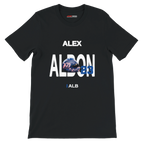 f111 merch black color t-shirt with albon branding.
