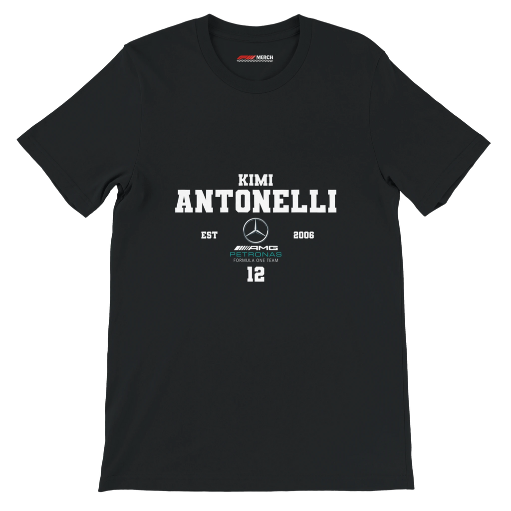 f111 merch black color t-shirt with antonelli branding.
