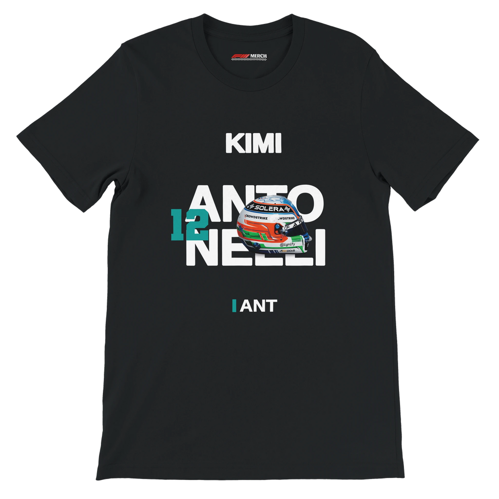 f111 merch black color t-shirt with antonelli branding.