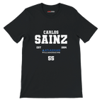 f111 merch black color t-shirt with carlos-sainz branding.