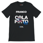 f111 merch black color t-shirt with colapinto branding.