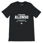 f111 merch black color t-shirt with fernando-alonso branding.