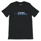 f111 merch black color t-shirt with franco-colapinto branding.