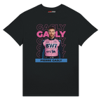 f111 merch black color t-shirt with gasly branding.