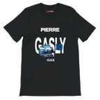 f111 merch black color t-shirt with gasly branding.