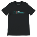 f111 merch black color t-shirt with kimi-antonelli branding.