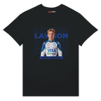 f111 merch black color t-shirt with lawson branding.