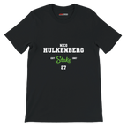 f111 merch black color t-shirt with nico-hulkenberg branding.
