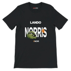 f111 merch black color t-shirt with norris branding.