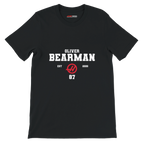f111 merch black color t-shirt with oliver-bearman branding.