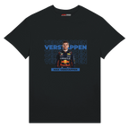 f111 merch black color t-shirt with verstappen branding.