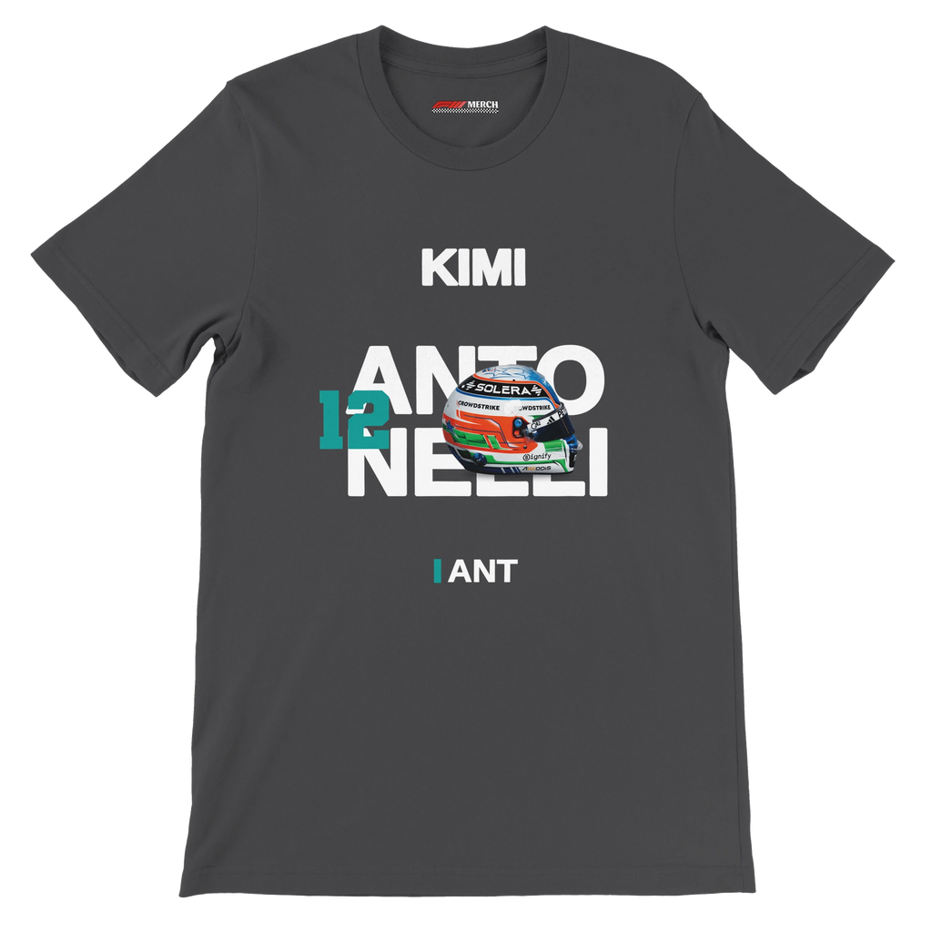 f111 merch dark-grey color t-shirt with antonelli branding.