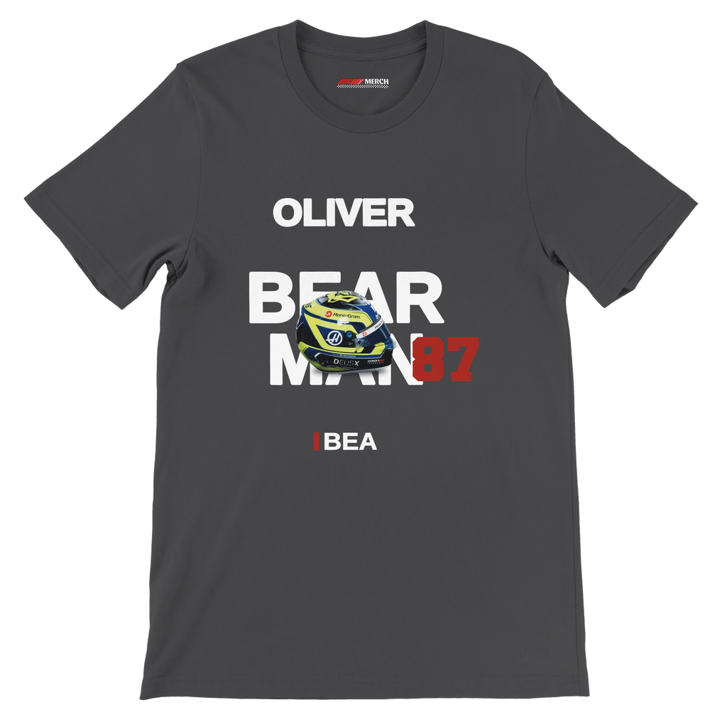 f111 merch dark-grey color t-shirt with bearman branding.