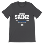 f111 merch dark-grey color t-shirt with carlos-sainz branding.