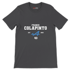 f111 merch dark-grey color t-shirt with colapinto branding.