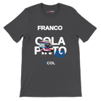 f111 merch dark-grey color t-shirt with colapinto branding.