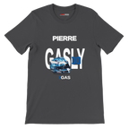 f111 merch dark-grey color t-shirt with gasly branding.