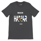 f111 merch dark-grey color t-shirt with hadjar branding.