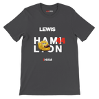 f111 merch dark-grey color t-shirt with hamilton branding.