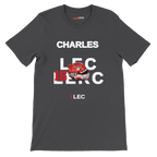 f111 merch dark-grey color t-shirt with leclerc branding.