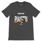 f111 merch dark-grey color t-shirt with piastri branding.