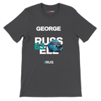 f111 merch dark-grey color t-shirt with russell branding.