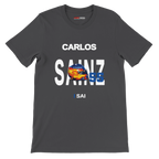 f111 merch dark-grey color t-shirt with sainz branding.