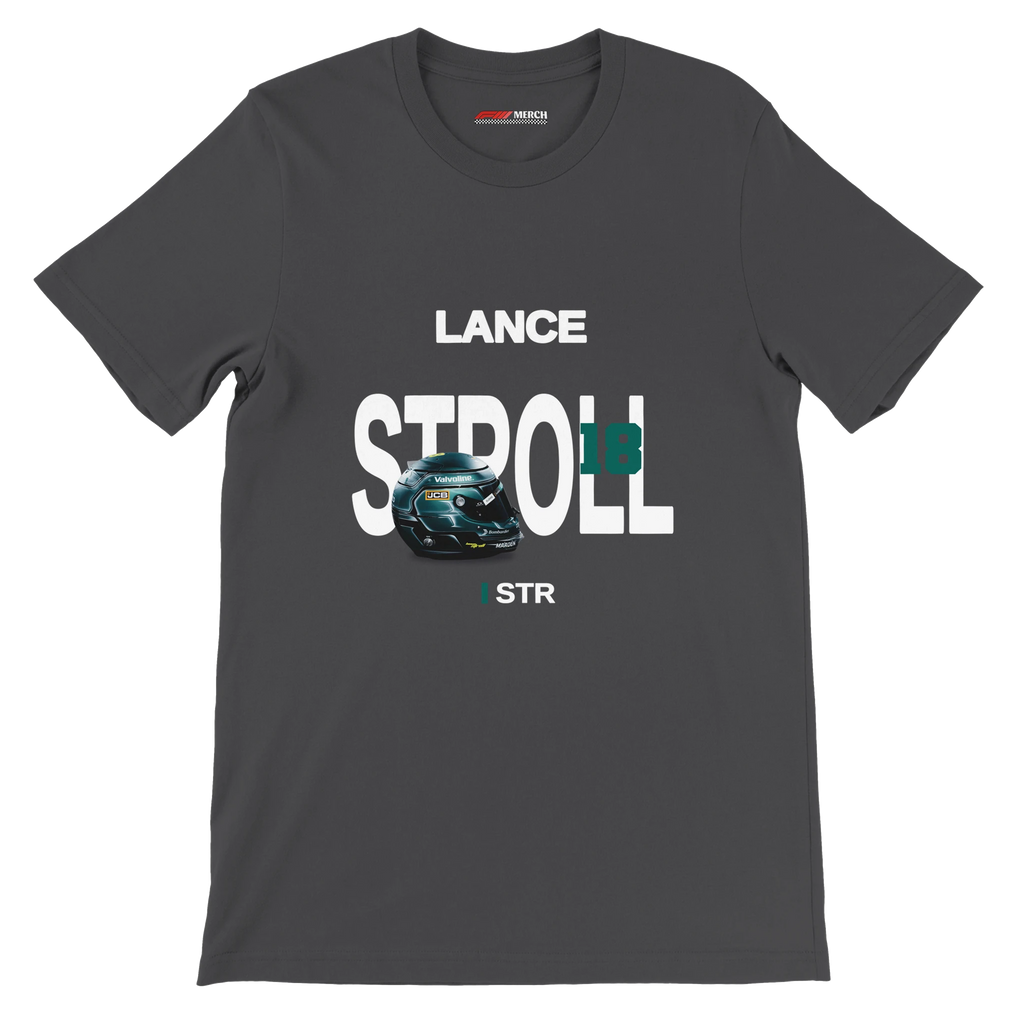 f111 merch dark-grey color t-shirt with stroll branding.