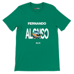 f111 merch kelly color t-shirt with alonso branding.