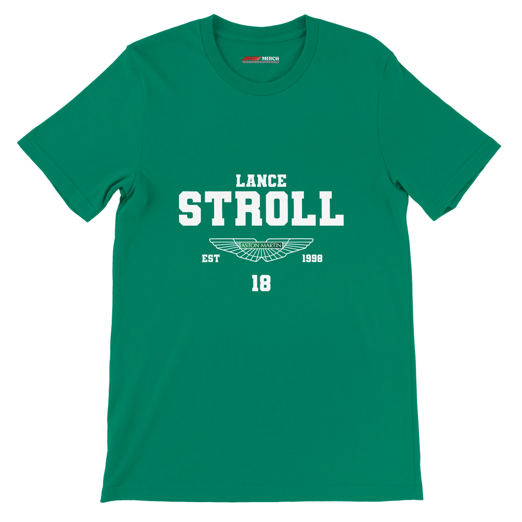 f111 merch kelly color t-shirt with lance-stroll branding.