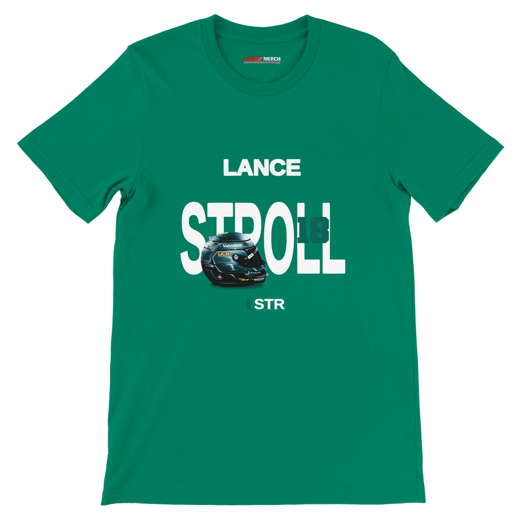 f111 merch kelly color t-shirt with stroll branding.