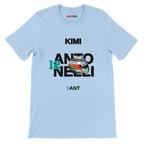 f111 merch light-blue color t-shirt with antonelli branding.