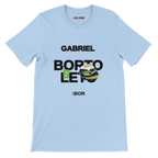 f111 merch light-blue color t-shirt with bortoleto branding.