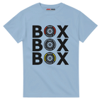f111 merch light-blue color t-shirt with box-box-box branding.
