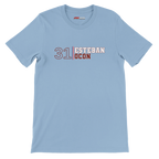 f111 merch light-blue color t-shirt with esteban-ocon branding.