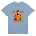 f111 merch light-blue color t-shirt with piastri branding.