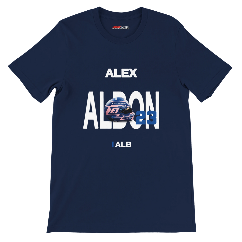 f111 merch navy color t-shirt with albon branding.