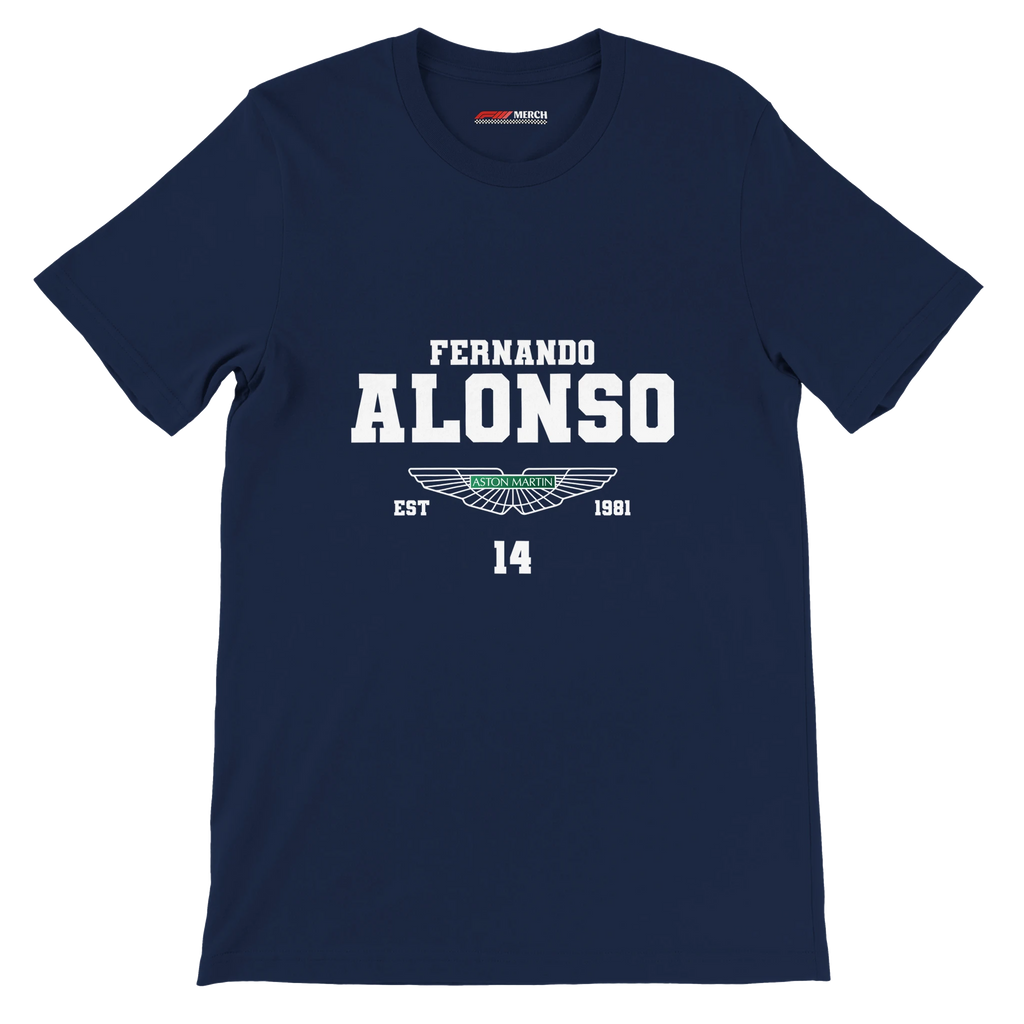 f111 merch navy color t-shirt with fernando-alonso branding.