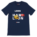f111 merch navy color t-shirt with hamilton branding.