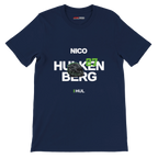 f111 merch navy color t-shirt with hulkenberg branding.