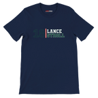 f111 merch navy color t-shirt with lance-stroll branding.