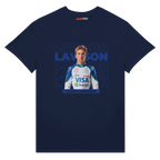 f111 merch navy color t-shirt with lawson branding.