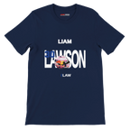 f111 merch navy color t-shirt with lawson branding.