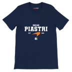 f111 merch navy color t-shirt with oscar-piastri branding.