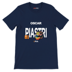 f111 merch navy color t-shirt with piastri branding.