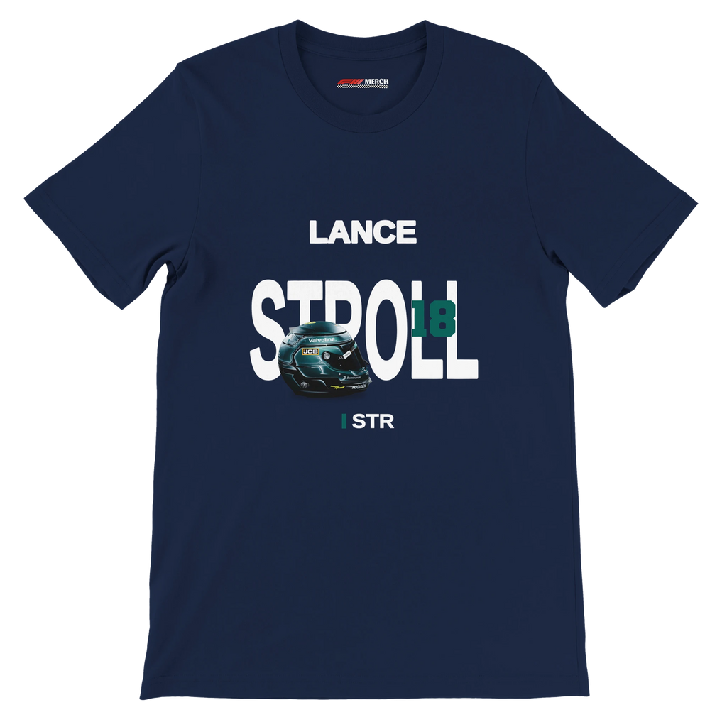 f111 merch navy color t-shirt with stroll branding.