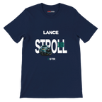 f111 merch navy color t-shirt with stroll branding.