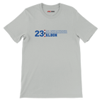 f111 merch silver color t-shirt with alex-albon branding.